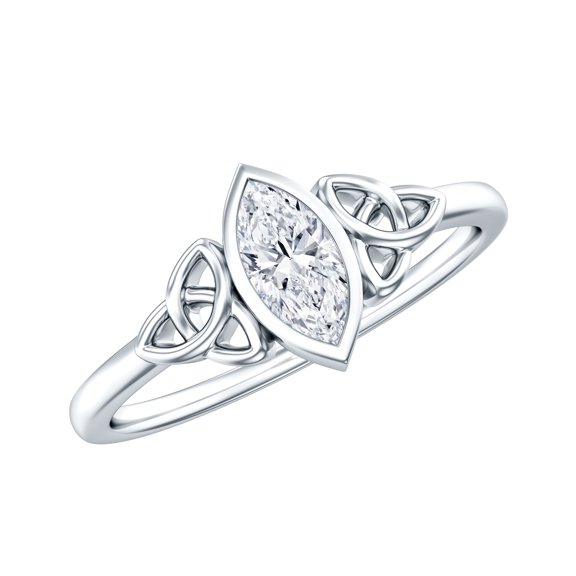 Rosec Jewels Lab Grown Diamond Ring - 4x8 mm Marquise Engagement Ring - EF-VS Quality, 925 Sterling Silver, US 4.00