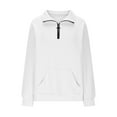 thumbnail image 3 of Half Zip Sweatshirt Women, s Plain 1/4 Zip Textured Long Sleeve Tops Pullover V Neck s Autumn Loose Fit Shirts Elegan Blouse Solid Color Trendy Sweaters, 3 of 6