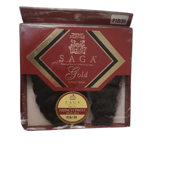 Milky Way Saga Gold Premium 100% Human Remy Hair French Twist Remy 3pcs Extensions Color P1B/30