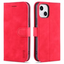 SaniMore for iPhone 14 Case Magnetic Closure Wallet [RFID Blocking], Premium PU Leather Cover with Kickstand & Card Slot Full Body Protective Shell for Samsung iPhone 14, Red