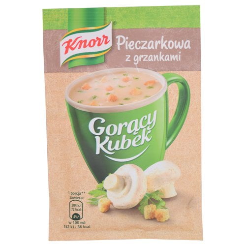 Knorr Goracy Kubek Pieczarkowa z Grzankami Champignon Mushoom Soup with Croutons 15g Bag (5-Pack)