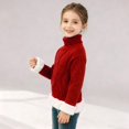 thumbnail image 6 of KAUOD Girls Ribbed Knit Crew Neck Sweater Long Sleeve Fleece Lined Thermal Pullover Tops Kids Winter Thick Shirt Clothes, 6 of 8