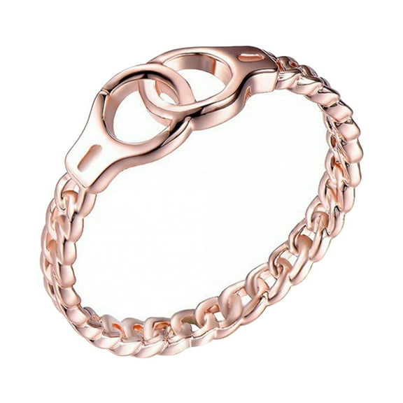 KDSJSXW Wedding Bands Handcuff Ring A Sexy Ring Fashion Temperament Jewelry Real Gold Electroplating Handcuff Ring Gold Ring Set Chunky Rings Wedding Bands(Rose Gold,8)