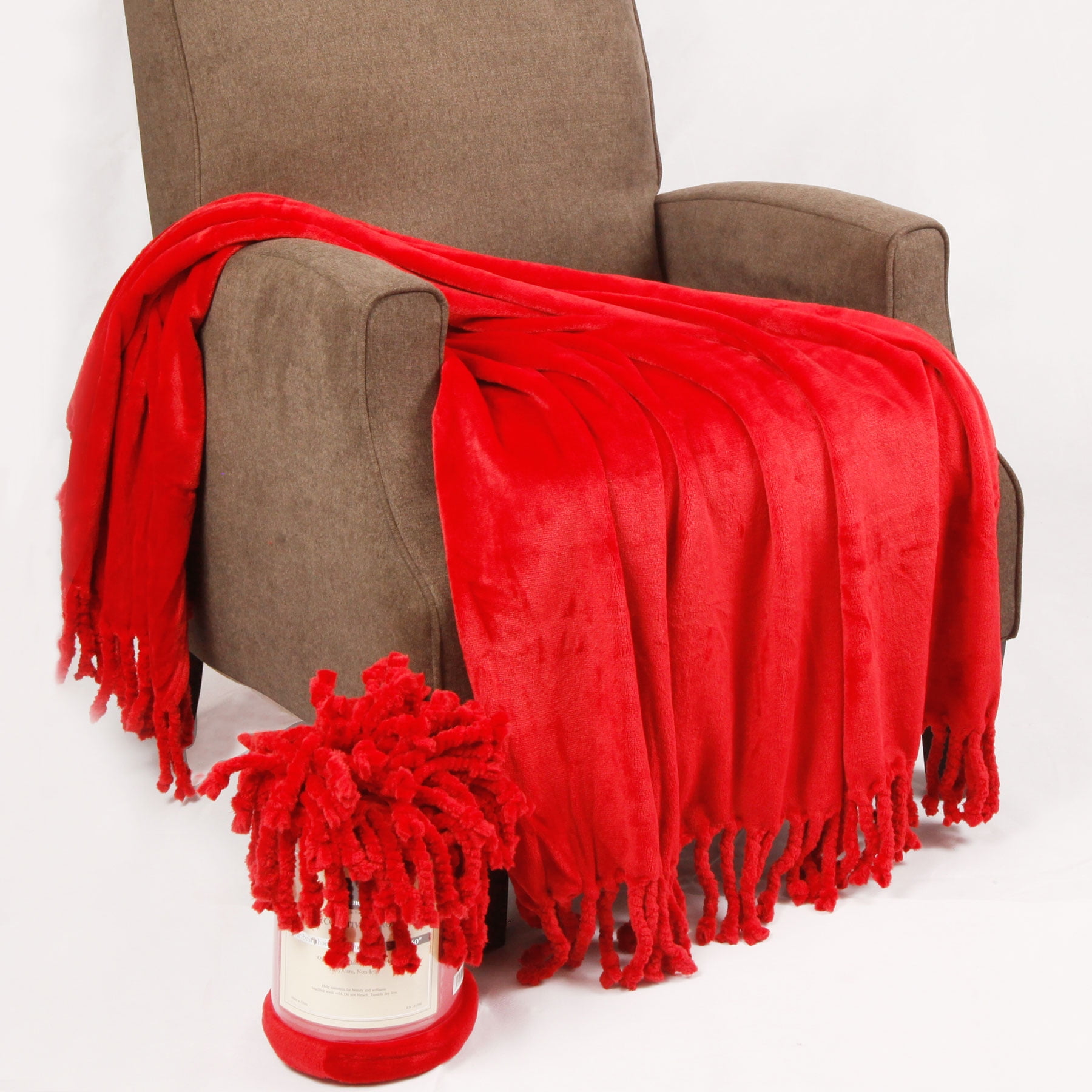 Braided Flannel Fleece Throw Blanket, 50" x 60"