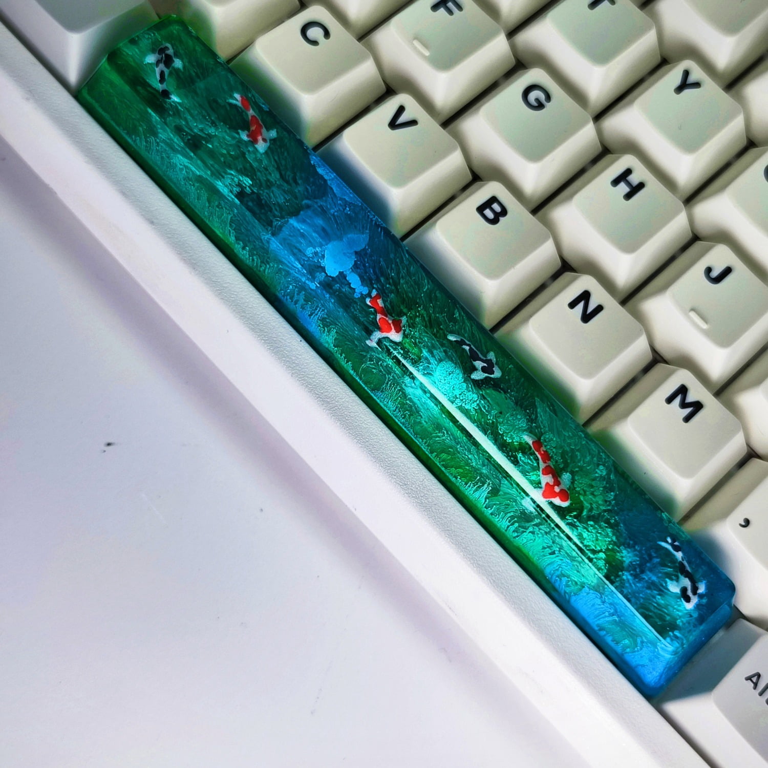 Resin Artisan 6.25u Spacebar Keycap for Mechanical Keyboards, Cherry Profile，Zen Pond Design, Unique Birthday Gift for Men, Custom Keyboard Accessory