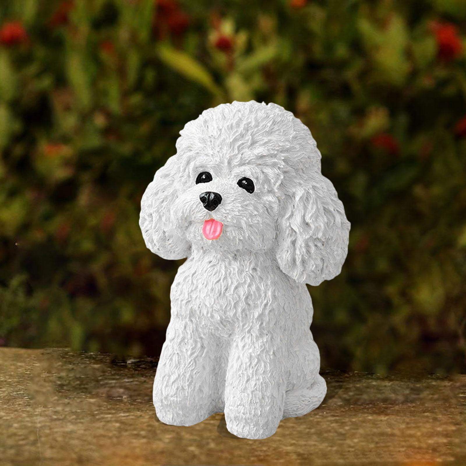 deevoka Sitting Dog Statue Garden Puppy Sculpture Collectibles Indoor and Outdoor Decor Resin Animal Figurine for Yard Porch Entrance White