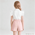 thumbnail image 5 of Gaxelrn Girls Sequin 2-Piece Ruffle Top & Skort Set with Bow, Sparkly Party Outfit, Pink Sizes 5-13,Size 5 T, 5 of 6