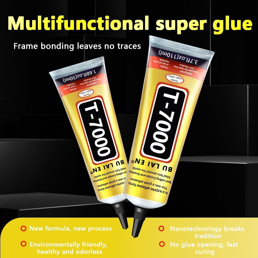 4 Count 110ml T-7000 Black Waterproof Industrial Adhesive, Precision Craft Glue for Cell Phone Screen, Glass, Wood, Metal, Jewelry and DIY Handmade Projects