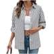 thumbnail image 2 of Ailaofu Women's Blouses Striped Long Sleeve Shirts Button Down Loose Fit Casual Tops, 2 of 7
