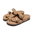 thumbnail image 3 of 2024 New Cross-straps Leather Sandals for Women Men Summer Casual Rome Cork Flat Unisex Flip Flop Slippers, 3 of 5