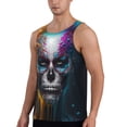 thumbnail image 2 of Fotbe Modern Abstract Colorful Skull Pattern Men's Quick Dry Workout Tank Top Gym Muscle Tee Fitness Bodybuilding Sleeveless T Shirt Breathable Workout Shirt-X-Large, 2 of 9