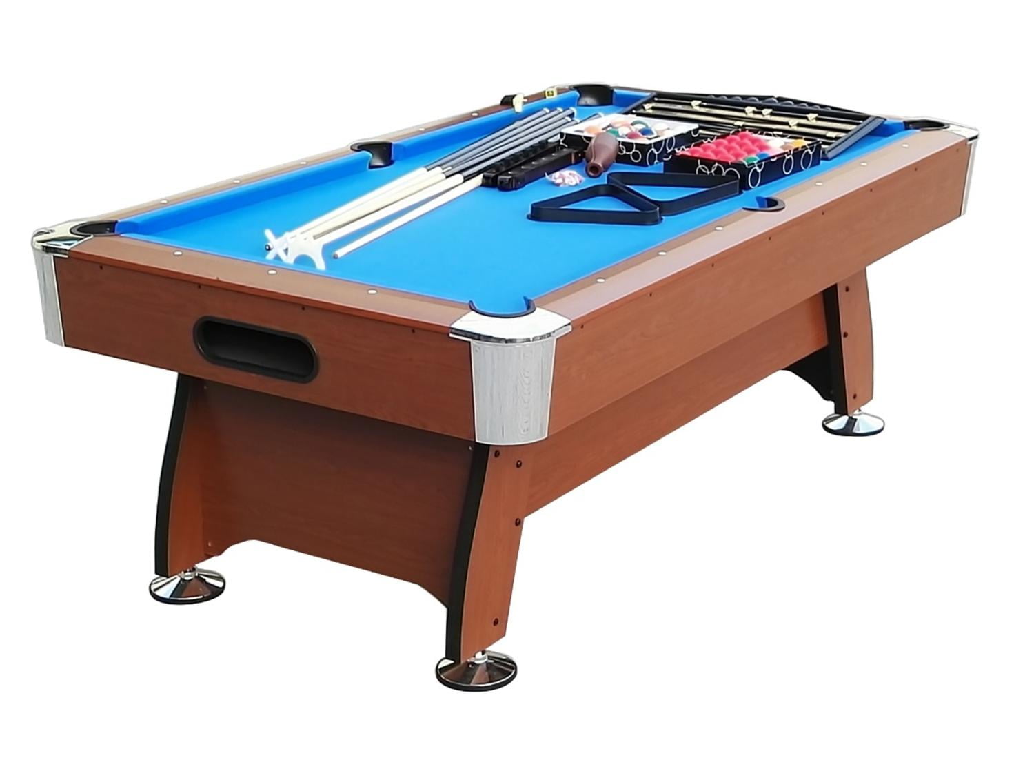 8' x 4.25' Brown and Blue Deluxe Billiard Pool and Snooker Game Table