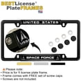 thumbnail image 2 of [Officially Licensed Product] - U.S. Space Force (USSF) - Domed Custom-Made Personalized Narrow (Thin) Top 4 Hole Metal Car License Plate Frame with Free caps - Black, b/w (Qty: 1 Frame), 2 of 8