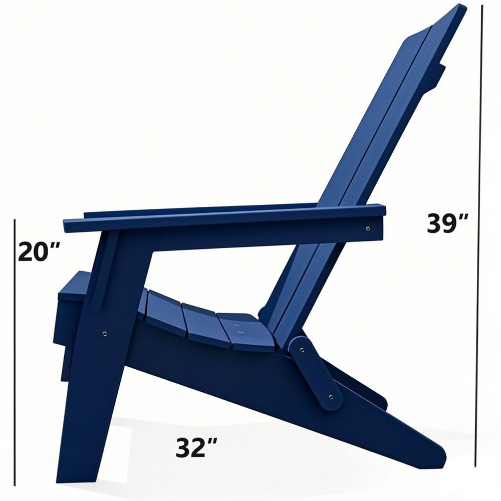 Adirondack Chairs Set of 2 Outdoor Folding Plastic Chaises with Cup Holder for Garden Patio Porch Fire Pit