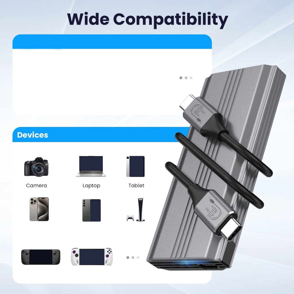 Milue External M.2 NVMe SSD Shell USB 3.1 Type C 20Gbps Large 8TB Storage
