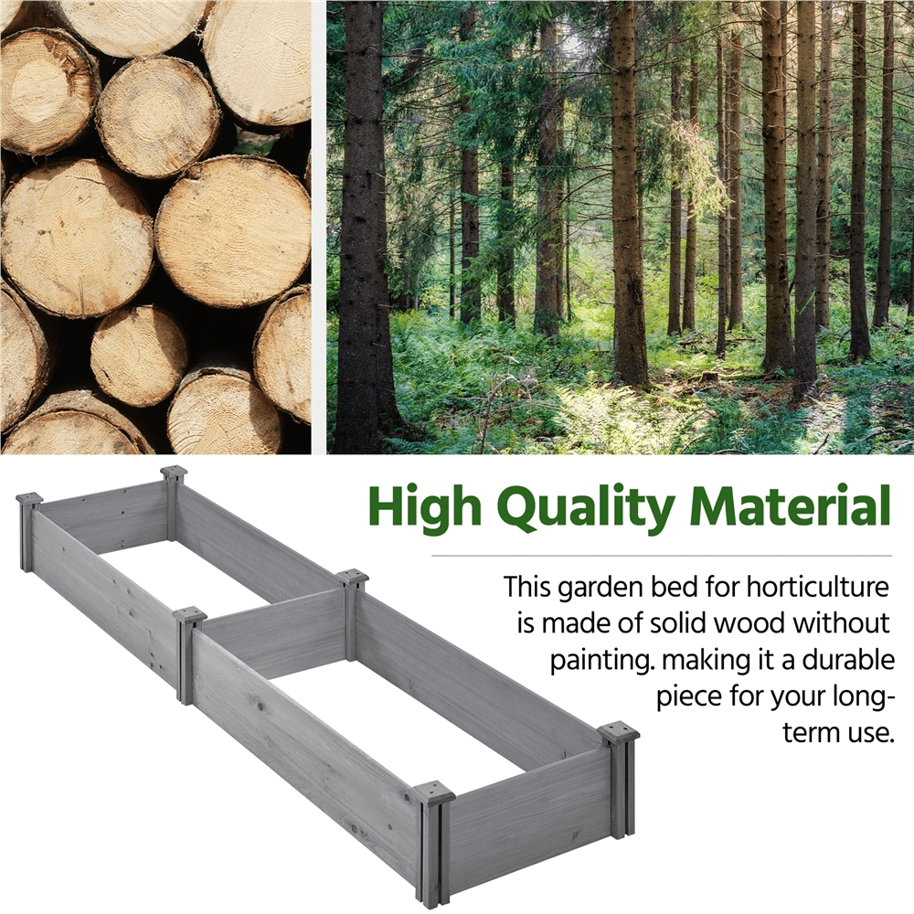 Renwick Wooden Raised Garden Bed Divisible Planter Box,Gray