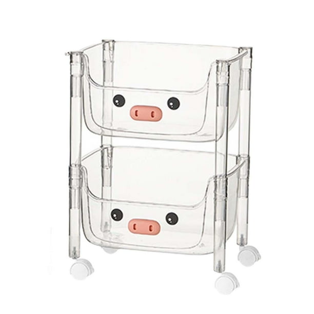 Carrito de almacenamiento con ruedas de varios niveles para dormitorio, oficina forma de u 2 capas