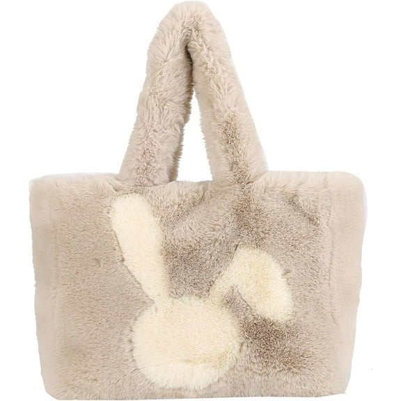 Fluffy Tote Bag for Women, Cute Fuzzy Tote Handbag Faux Fur Bag Furry Purse