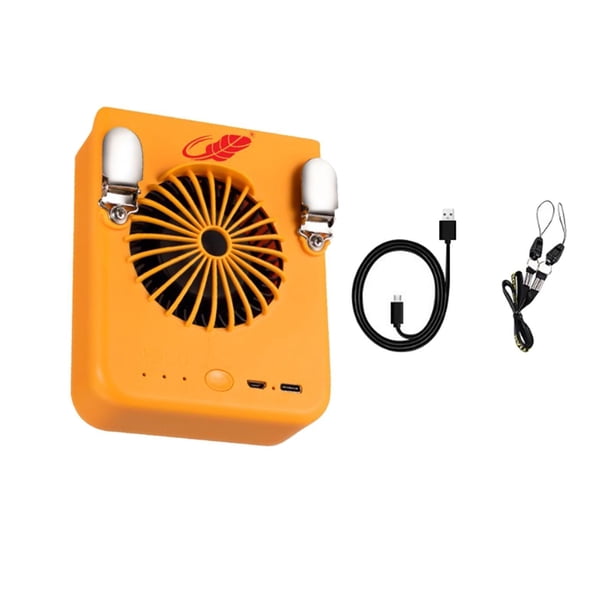 Ventilador colgante Clip personal Ventilador de refrigeración recargable Clip de ventilador de cinturón ajustable Naranja