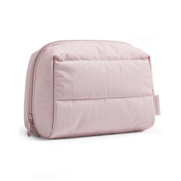 BAGSMART Travel Makeup Bag, Wide Opening Cosmetic Bag Compact & Spacious, Water-Resistant Travel Organizer Pouches for Women, Pink