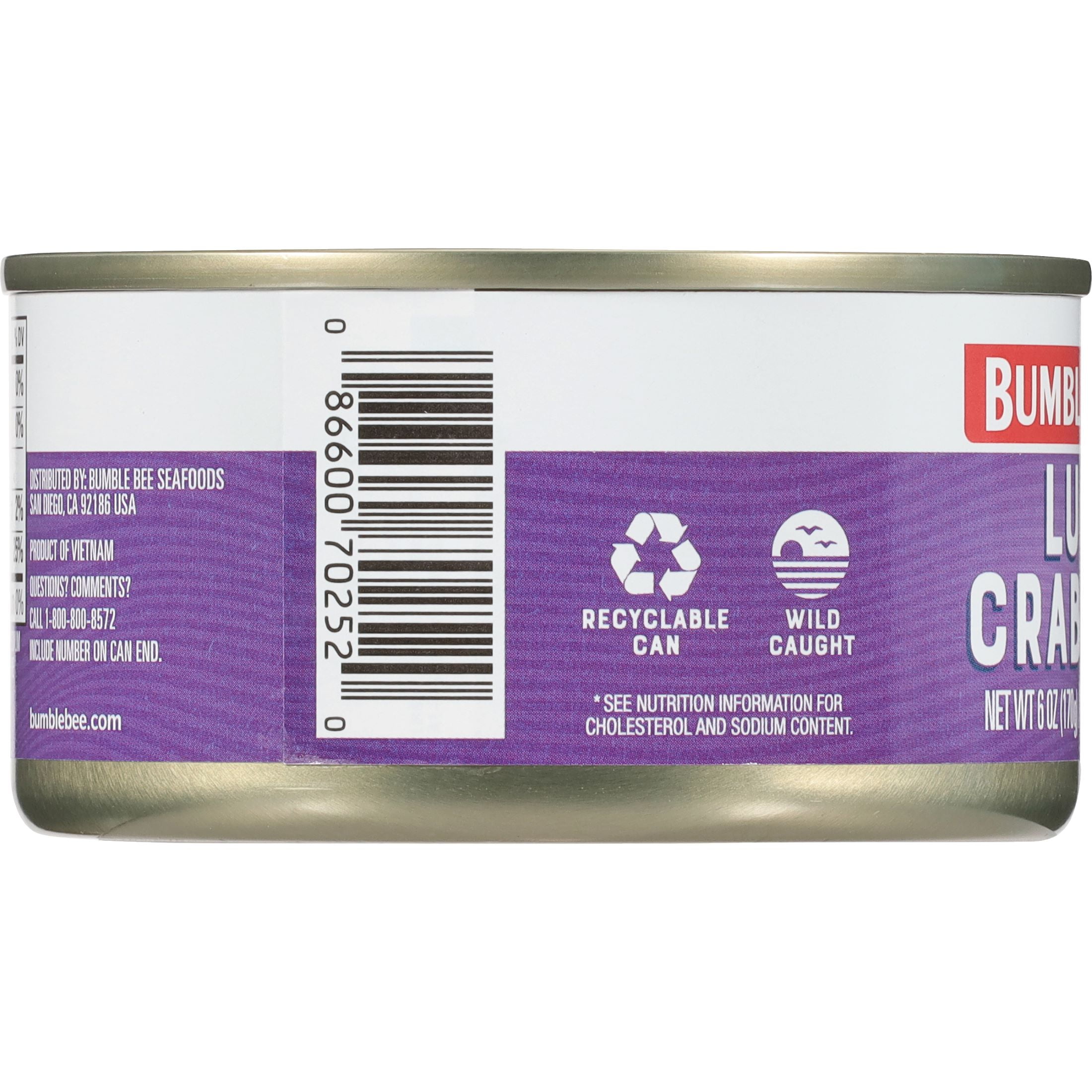 (12 pack) Bumble Bee Canned Lump Crabmeat, Wild Caught, 14g Protein per Serving, Shelf Stable Can, 6 oz