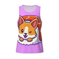 thumbnail image 5 of Wukai Corgi In Sushi Roll Print Men’s Workout Tank Top Sleeveless Muscle T shirt Gym Running Fitness Tank Top-X-Large, 5 of 7