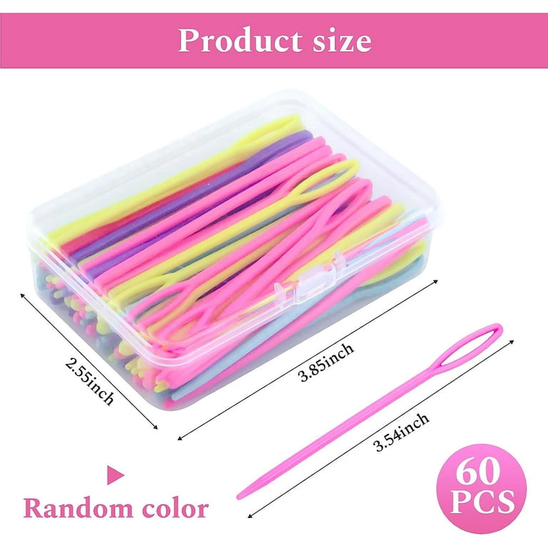 60PCS Plastic Sewing Needles, Large Eye Plastic Yarn Needles for