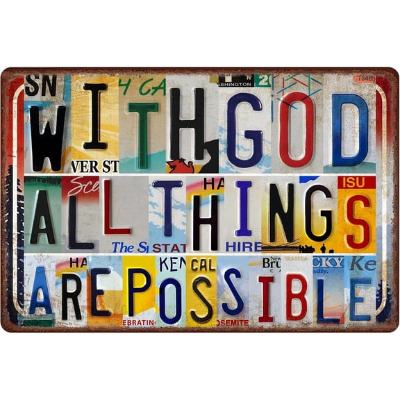 Inspirational License Plate Style Aluminum Sign, Positive Quote Wall Decor, Vintage Collage Plaque, Gift for Home Office 8x12 Inch