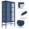 thumbnail image 6 of Double Glass Door Storage Cabinet with Adjustable Shelves and Feet Cold-Rolled Steel Sideboard Furniture for Living Room Kitchen, 6 of 10