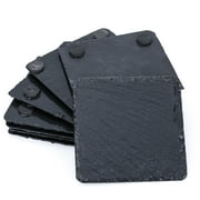 8 Pack 4 x 4 Inch Gorgeous Black Slate Stone Coasters Bulk Square Slate Stone Cup Coaster for Drink Bar Kitchen Home