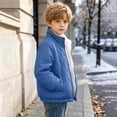 thumbnail image 5 of Mifsaly Boys Diamond Quilted Jackets Kids Fleece Lined Zip Up Winter Coat Stand Collar Winter Warm Outdoor Play Back to School Travel Clothing, 5 of 9