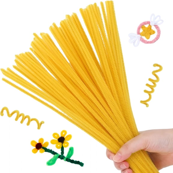 BESTSKY Pipe Cleaners,100Pcs Pipe Cleaners Craft Supplies,Light Golden Chenille Stems Pipe Cleaners Bulk Fuzzy Sticks for Diy Art and Craft Projects Home Christmas Decoration