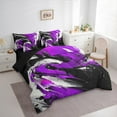 thumbnail image 3 of Feelyou Adult Modern Stripes Bedding Comforter Set 7 Pieces, Black Purple Geometric Full Bedding Set, Abstract Stripe Ombre Reversible Fitted Sheet Flat Sheet, Super Cozy Room Decor, 3 of 7