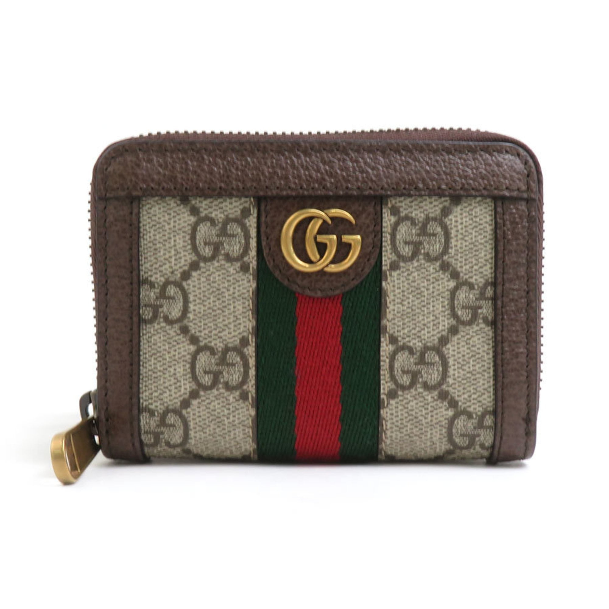 GUCCI Wallet/Coin Case Belt Pouch Ophidia GG Supreme Canvas Metal Brown Gold Gucci GG Supreme Monogram Web Ophidia Card Case Beige New  main image 4