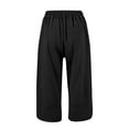 thumbnail image 3 of Tianiyouqing Linen Cropped Pants for Women Stretch Elastic Wide Leg Lightweight Capri Pants High Waist Drawstring Comfy Comfy Gauchos Pants with Pockets Black XXL, 3 of 6