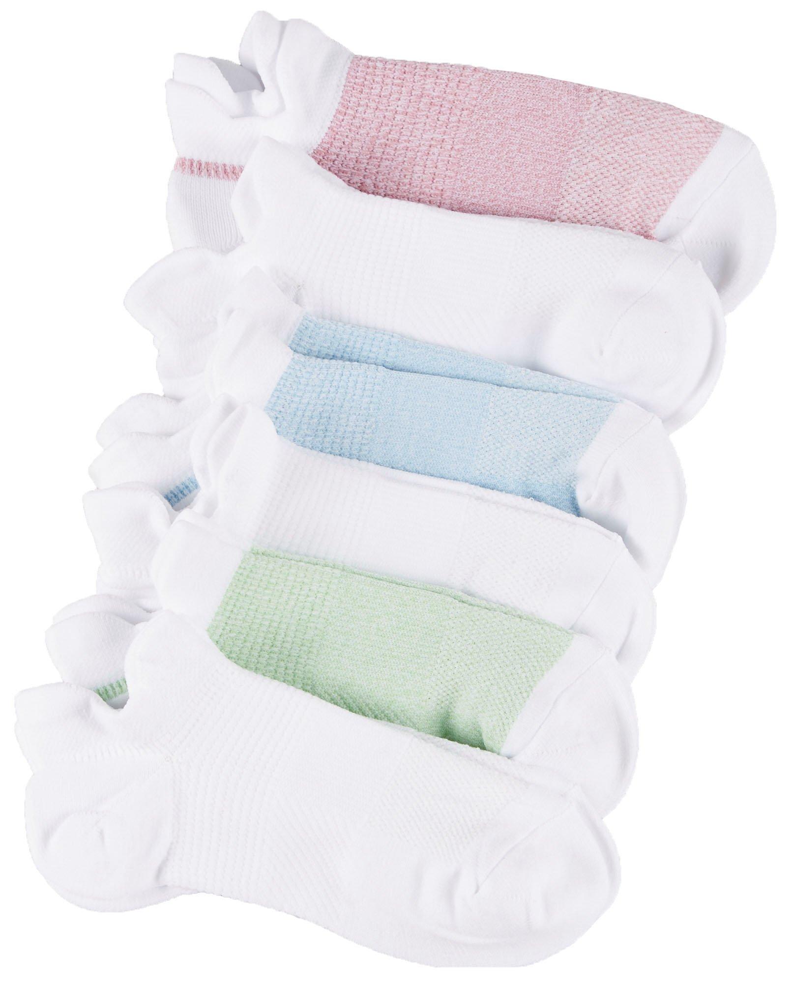 Peds Womens 6pk. Repreve All Day Active Tab Socks One Size White multi