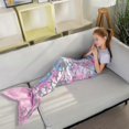 thumbnail image 1 of Mantas de cola de sirena para niños pequeños, brillantes, acogedoras, suaves, de franela con colores del arcoíris, regalos para todas las estaciones para niños pequeños/niños, rosa claro y colorido,, 1 of 5