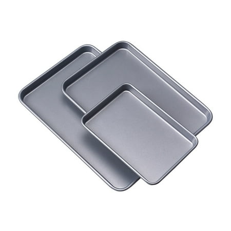 

3 PCS Toaster Oven Pan Carbon Steel Baking Tray Set Safe and for Health Durable