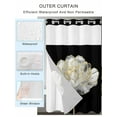 thumbnail image 2 of No Hook Cloth Fabric Shower Curtain with Snap in Liner, Flower Black Waterproof Shower Curtains Set with See Through Top Window, Gold White Abstract Floral Aesthetic Bath Curtains Shower 36"x78", 2 of 6