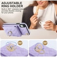 thumbnail image 5 of Phone Case for iPhone XR 6.1 Wallet Cover with Tempered Glass Screen Protector and Ring RFID Blocking Card Holder TPU Cell iPhoneXR iPhone10R i Phonex 10XR 10R RX CR iPhoneXRcases Women Purple, 5 of 13