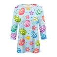 thumbnail image 4 of KDDYLITQ Women Easter Shirts Crew Neck 3/4 Length Sleeve Bunny Print Graphic Pullover Carrots Summer Blouse Daisies Cute Oversized Tees Light Blue S, 4 of 5