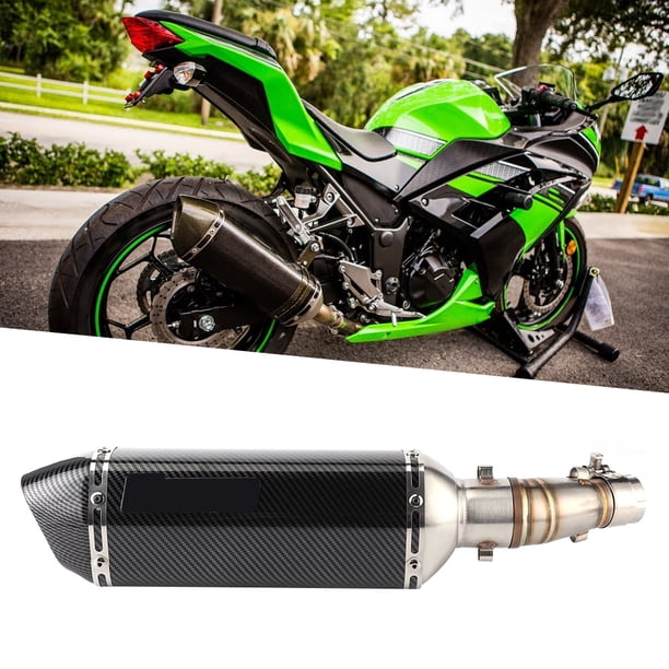 Pipado Medio De Escape De La Motocicleta, Torque Grande 304 Slip De Escape De Acero Inoxidable En Silenciador De 14.6 Pulgadas De Largo Para El Reemplazo Del Automóvil Para Z250