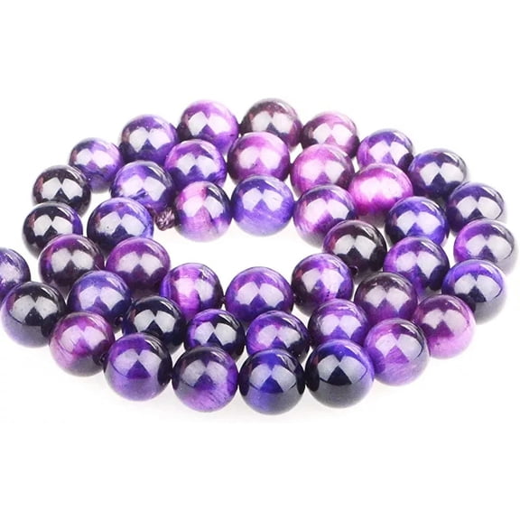 U8MO 10 Purple Tiger's Eye Gemstone Beads 10mm Natural Jewelry Making Supplies