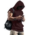 thumbnail image 2 of JTSRKL Mens Sleeveless Hoodies Zip Pocket Casual Athletic Pullover Loose Fit Tops Breathable Quick Drying Summer Sport Training Shirts Wine M, 2 of 9
