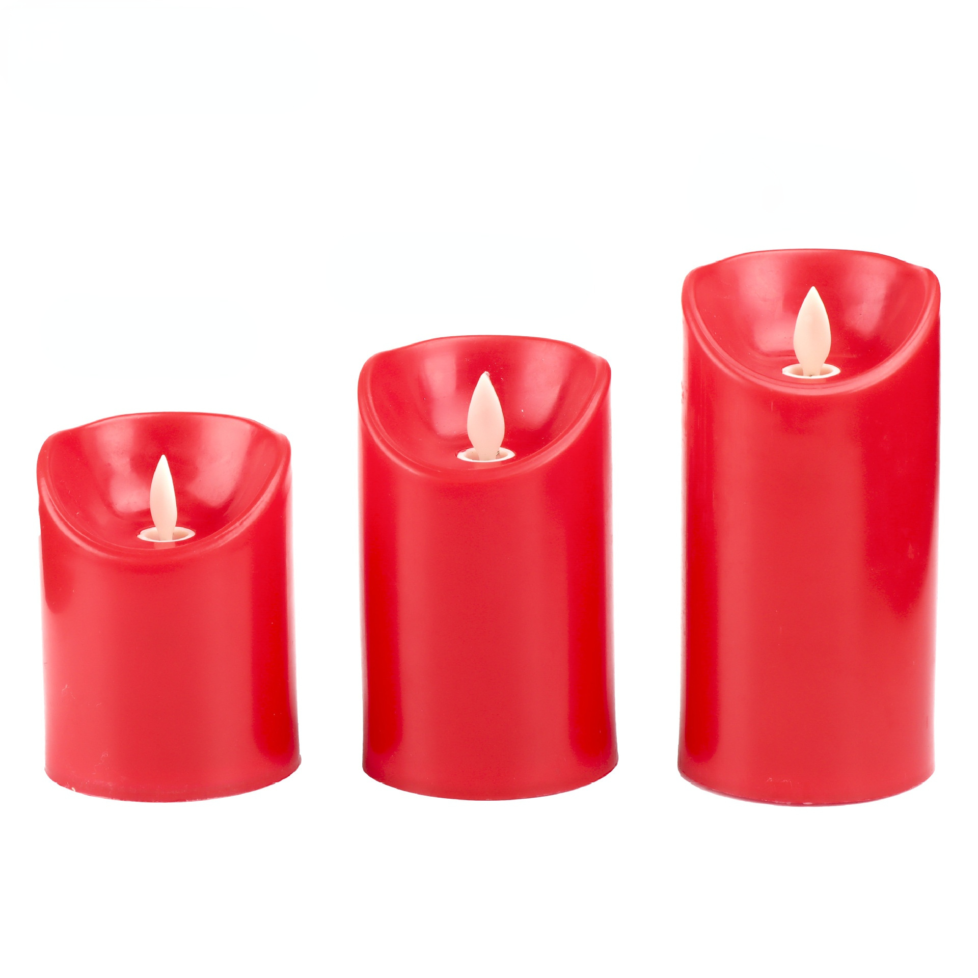 Realistic flameless red LED candle, battery operated candle
