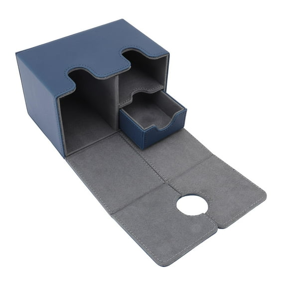 Sturdy PU Leather Card Deck Box with Detachable Tray, Holds 200+ Double Sleeved Cards, Compatible with CCG and Sports Cards, Magnetic Closure