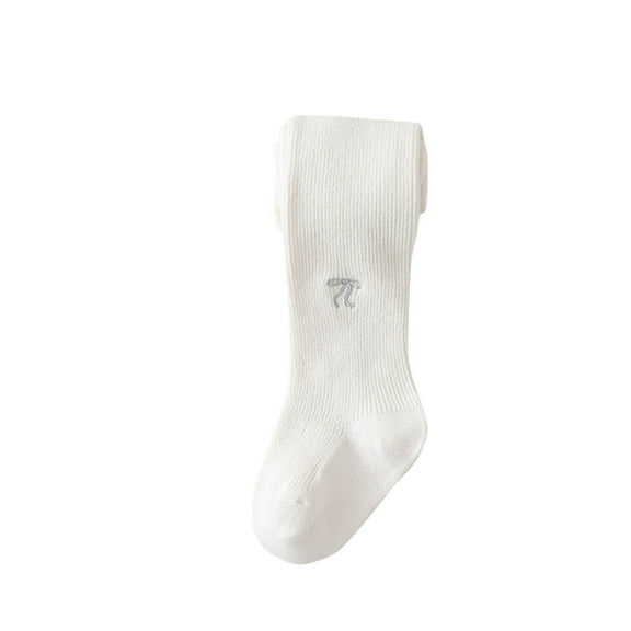 Spazoro Little Girls Pantyhose, Warm Cotton Sports Solid Color Tights Dance Botton Socks for Kids Girls White Size 73