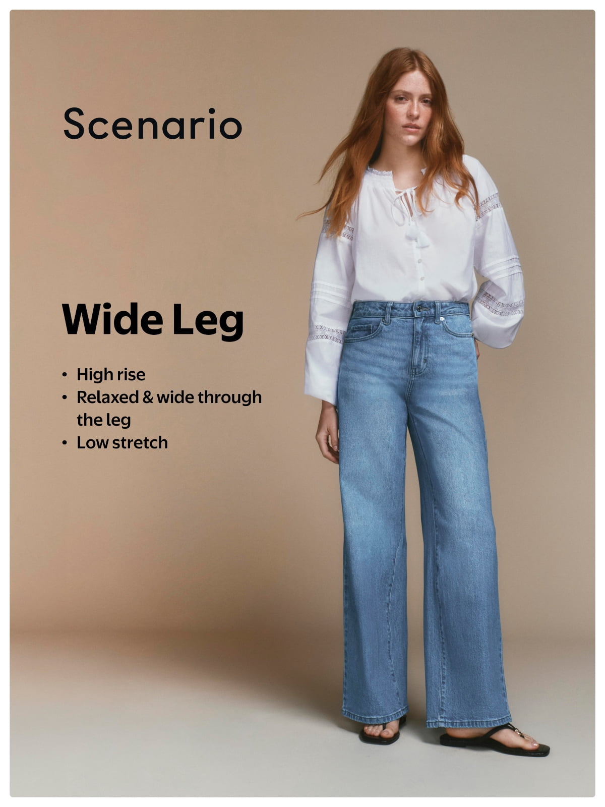 Scenario Women's Wide Leg Jeans, Sizes 0-20