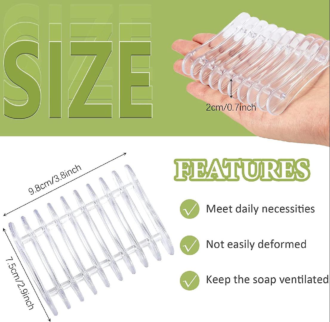4 Pieces Plastic Bar Soap Holder Soap Tray Soap Saver Bar Dish Self