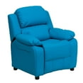 thumbnail image 1 of Deluxe Padded Contemporary Turquoise Vinyl Kids Recliner with Storage Arms, 1 of 9